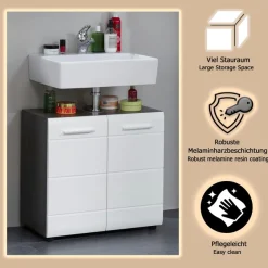 welltime Waschbeckenunterschrank »Sovana« Waschbeckenunterschrank mit 2 Türen - (B/T/H) 60/31/57 cm
