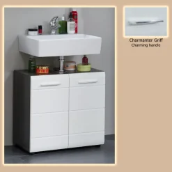 welltime Waschbeckenunterschrank »Sovana« Waschbeckenunterschrank mit 2 Türen - (B/T/H) 60/31/57 cm