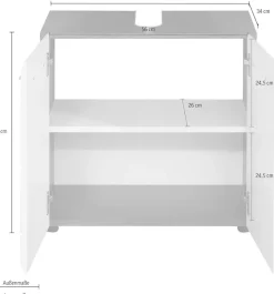 welltime Waschbeckenunterschrank »Sovana« Waschbeckenunterschrank mit 2 Türen - (B/T/H) 60/31/57 cm