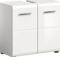 welltime Waschbeckenunterschrank »FLORENZ,Breite 60cm, inkl. Siphonausschnitt, mit Türen oder Schüben« TOPSELLER!, 1 Stk. tlg. hochwertige MDF Front, Griff chromglänzend, Badschrank, Bad