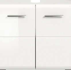 welltime Waschbeckenunterschrank »FLORENZ,Breite 60cm, inkl. Siphonausschnitt, mit Türen oder Schüben« TOPSELLER!, 1 Stk. tlg. hochwertige MDF Front, Griff chromglänzend, Badschrank, Bad