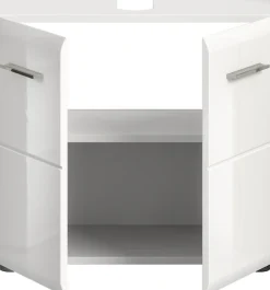 welltime Waschbeckenunterschrank »FLORENZ,Breite 60cm, inkl. Siphonausschnitt, mit Türen oder Schüben« TOPSELLER!, 1 Stk. tlg. hochwertige MDF Front, Griff chromglänzend, Badschrank, Bad