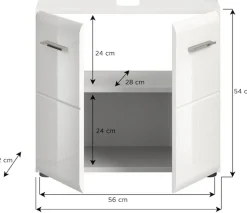 welltime Waschbeckenunterschrank »FLORENZ,Breite 60cm, inkl. Siphonausschnitt, mit Türen oder Schüben« TOPSELLER!, 1 Stk. tlg. hochwertige MDF Front, Griff chromglänzend, Badschrank, Bad