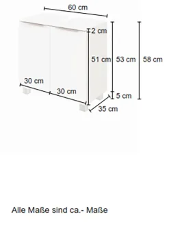 welltime Waschbeckenunterschrank »Matera« Breite 60 cm, mit hochwertigen matten MDF-Fronten