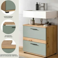 welltime Waschbeckenunterschrank »LUCCA, Breite 60 cm, 2 Schubkästen, hochwertige MDF Front«