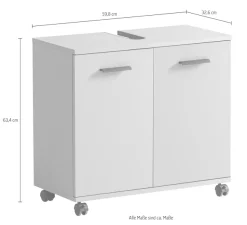 welltime Waschbeckenunterschrank »Palermo, Breite 59 cm« Metallbeschläge, Siphonausschnitt