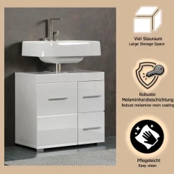 welltime Waschbeckenunterschrank »Avena« 1 Stk. tlg. Badezimmerschrank mit Tür & Schubkästen – (B/T/H) 60/34/56 cm