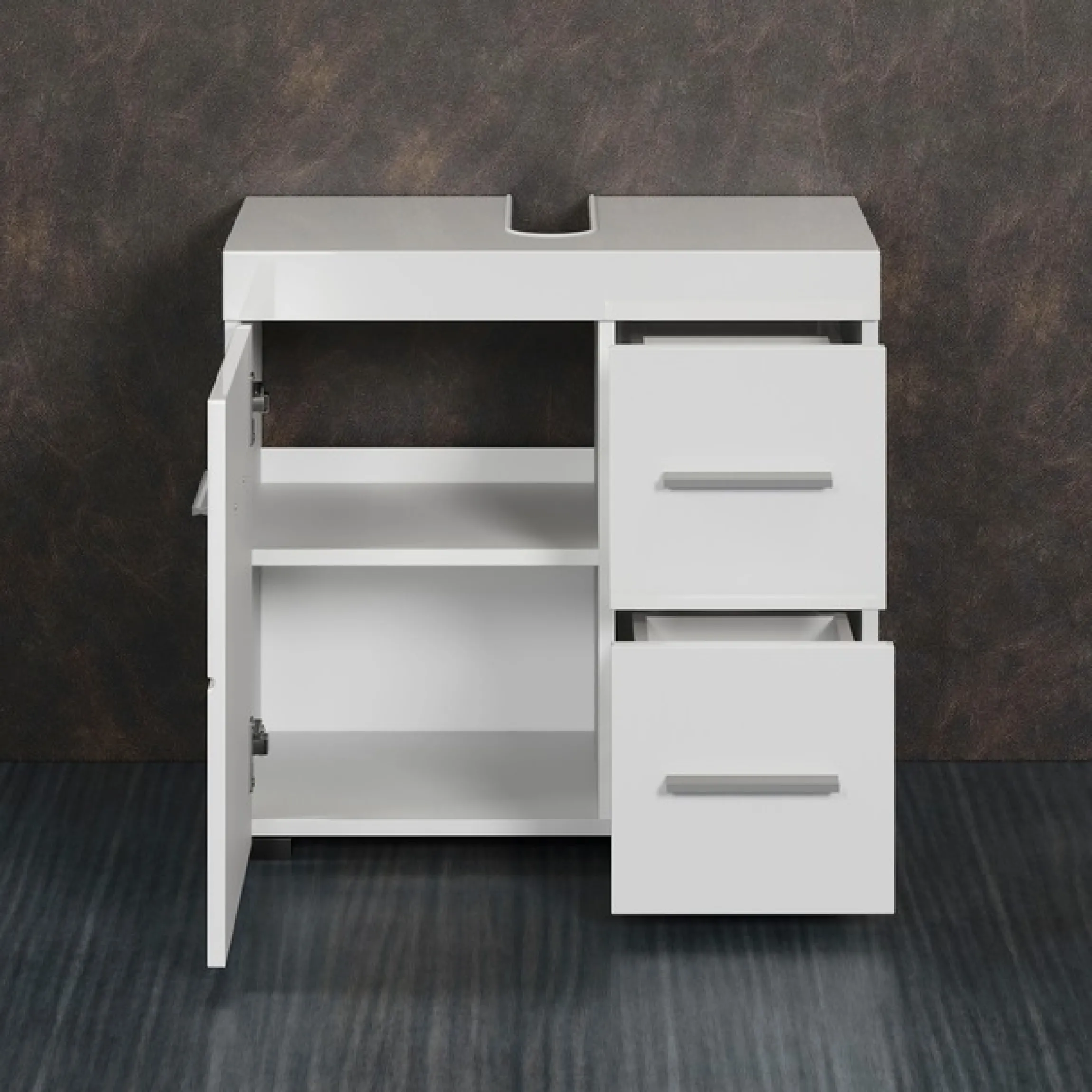 welltime Waschbeckenunterschrank »Avena« 1 Stk. tlg. Badezimmerschrank mit Tür & Schubkästen – (B/T/H) 60/34/56 cm