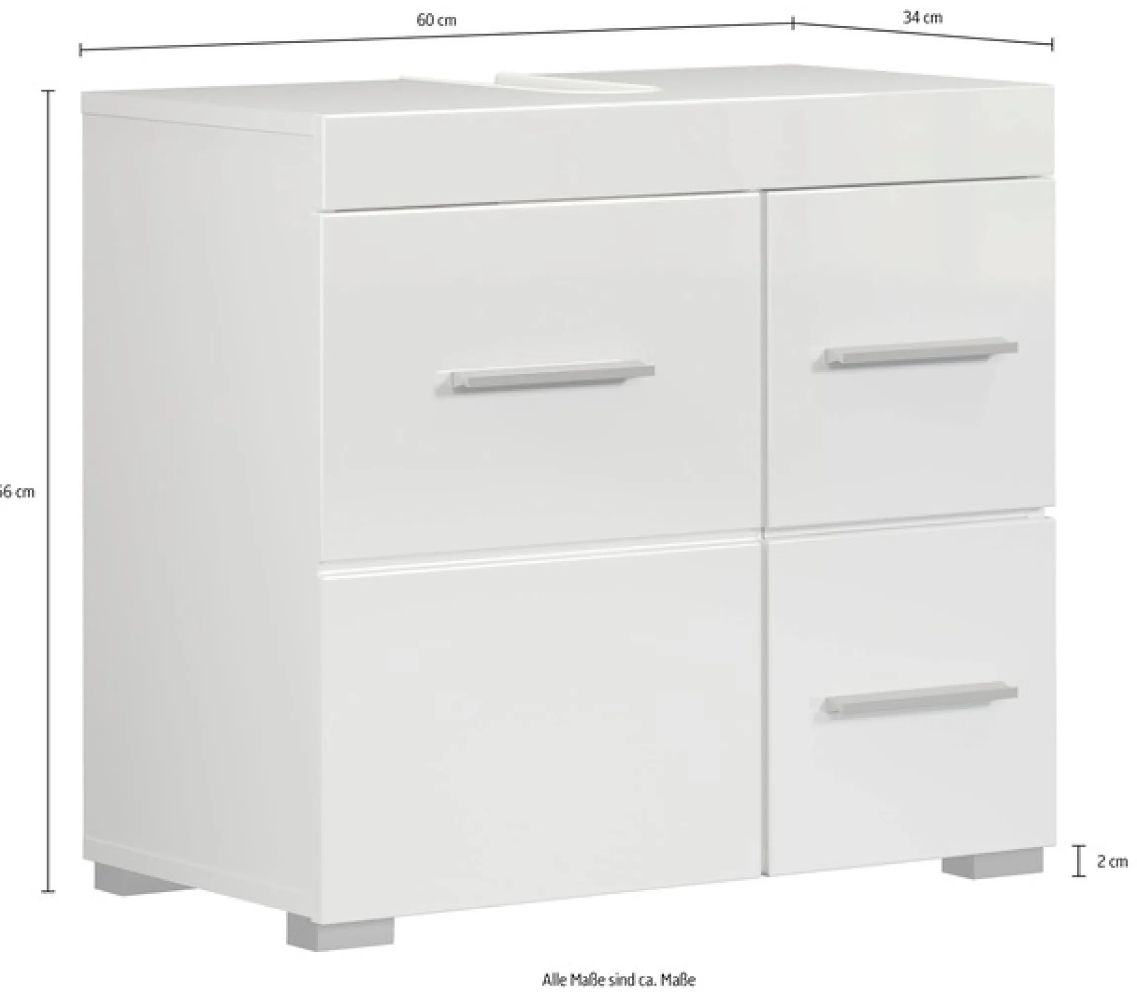 welltime Waschbeckenunterschrank »Avena« 1 Stk. tlg. Badezimmerschrank mit Tür & Schubkästen – (B/T/H) 60/34/56 cm
