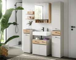 welltime Waschbeckenunterschrank »VANN, Breite 60cm, 2 Türen, 2 Fächer, mit Siphonausschnitt« individuell mit weiteren Artikel der Serie VANN kombinierbar,Waschtisch, Waschbeckenschrank, Kommode, Schrank, Badezimmer, Bad