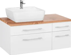 welltime Waschbeckenunterschrank »Davos« Badmöbel, Waschtisch inkl. Waschbecken, Breite 90 cm