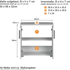 welltime Waschbeckenunterschrank »Prag« 1 Stk. tlg. Waschbeckenunterschrank mit 2 Türen - (B/T/H) 60/34/58 cm