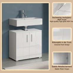 welltime Waschbeckenunterschrank »Prag« 1 Stk. tlg. Waschbeckenunterschrank mit 2 Türen - (B/T/H) 60/34/58 cm