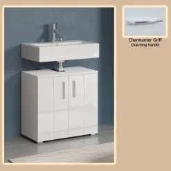 welltime Waschbeckenunterschrank »Prag« 1 Stk. tlg. Waschbeckenunterschrank mit 2 Türen - (B/T/H) 60/34/58 cm