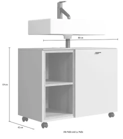 welltime Waschbeckenunterschrank »San Pedro« 1 Stk. tlg. Waschbeckenunterschrank a. Rollen, Soft-Close 80/42/64 cm