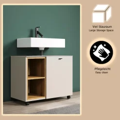 welltime Waschbeckenunterschrank »San Pedro« 1 Stk. tlg. Waschbeckenunterschrank a. Rollen, Soft-Close 80/42/64 cm