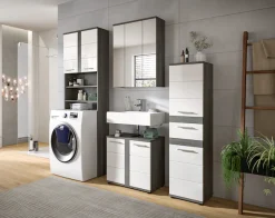 welltime Waschmaschinenumbauschrank »LUCCA, Höhe 191cm, 2 Türen, 2 offene Facher« Überbauschrank, Umbauschrank, Waschmaschinenschrank, Badschrank