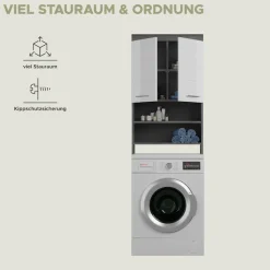 welltime Waschmaschinenumbauschrank »SIENA, Breite 63cm, für Waschmaschine & Trockner, 2 Türen, MDF-Front« TOPSELLER!,in verschiedenen Farben, Überbauschrank, Umbauschrank, Badschrank