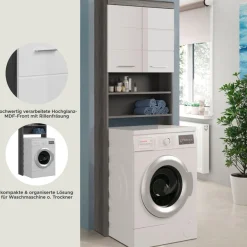 welltime Waschmaschinenumbauschrank »SIENA, Breite 63cm, für Waschmaschine & Trockner, 2 Türen, MDF-Front« TOPSELLER!,in verschiedenen Farben, Überbauschrank, Umbauschrank, Badschrank