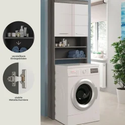 welltime Waschmaschinenumbauschrank »SIENA, Breite 63cm, für Waschmaschine & Trockner, 2 Türen, MDF-Front« TOPSELLER!,in verschiedenen Farben, Überbauschrank, Umbauschrank, Badschrank