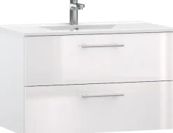 welltime Waschtisch »Athen Badschrank Badezimmer WC Unterschrank mit Becken« Set,Waschplatz mit 2 Schubladen , Breite 80cm Softclose Bad