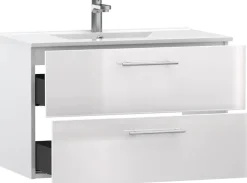welltime Waschtisch »Athen Badschrank Badezimmer WC Unterschrank mit Becken« Set,Waschplatz mit 2 Schubladen , Breite 80cm Softclose Bad
