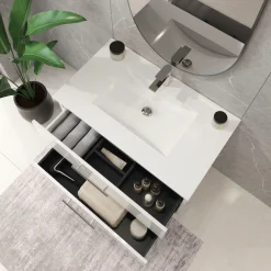 welltime Waschtisch »Athen Badschrank Badezimmer WC Unterschrank mit Becken« Set,Waschplatz mit 2 Schubladen , Breite 80cm Softclose Bad