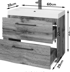 welltime Waschtisch »Canada« Badmöbel Wellenstruktur inkl. Becken, Breite 60cm Waschplatz