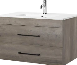 welltime Waschtisch »Florenz Badmöbel Badschrank mit Waschbecken« Waschplatz mit 2 Auszügen und Softclose Breite 80cm