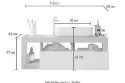 welltime Waschtisch »Hamburg« 1 Schubkasten, Breite 110 cm, Soft-Close, inkl. Keramik-Aufsatzbecken