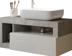 welltime Waschtisch »Hamburg« 1 Schubkasten, Breite 92 cm, Soft-Close, inkl. Keramik-Aufsatzbecken