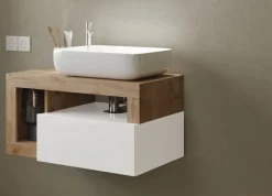 welltime Waschtisch »Hamburg« 1 Schubkasten, Breite 79 cm, Soft-Close, inkl. Keramik-Aufsatzbecken