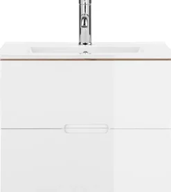 welltime Waschtisch »Lund Badmöbel Schrank Unterschrank mit Becken« Set,Waschplatz mit 2 Auszügen und Waschbecken Breite 60cm