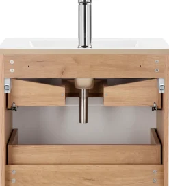 welltime Waschtisch »Lund Badmöbel Schrank Unterschrank mit Becken« Set,Waschplatz mit 2 Auszügen und Waschbecken Breite 60cm