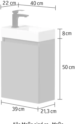 welltime Waschtisch »Mini, Badmöbel, Waschtischunterschrank inkl. Waschbecken« Breite 40cm, mit Soft-Close-Funktion, FSC®-zertifiziert