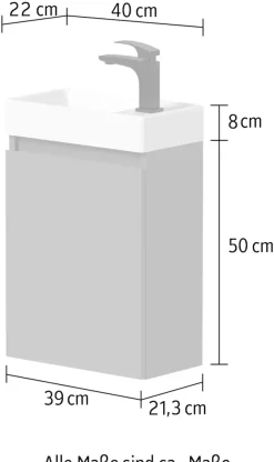 welltime Waschtisch »Mini, Badmöbel, Waschtischunterschrank inkl. Waschbecken« Breite 40cm, mit Soft-Close-Funktion, FSC®-zertifiziert