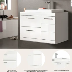 welltime Waschtisch »SIENA, hängend, inkl. Aufsatzwaschbecken, Breite 80 cm, MDF-Front« WBU, Badmöbel, Badschrank, Kommode, Unterschrank, Bad, Hängeschrank