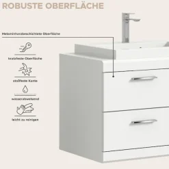 welltime Waschtisch »SIENA, hängend, inkl. Aufsatzwaschbecken, Breite 80 cm, MDF-Front« WBU, Badmöbel, Badschrank, Kommode, Unterschrank, Bad, Hängeschrank