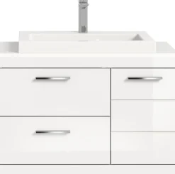 welltime Waschtisch »SIENA, hängend, inkl. Aufsatzwaschbecken, Breite 80 cm, MDF-Front« WBU, Badmöbel, Badschrank, Kommode, Unterschrank, Bad, Hängeschrank