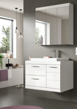 welltime Waschtisch »SIENA, hängend, inkl. Aufsatzwaschbecken, Breite 80 cm, MDF-Front« WBU, Badmöbel, Badschrank, Kommode, Unterschrank, Bad, Hängeschrank