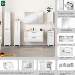 welltime Waschtisch »Trento in verschiedenen Ausführungen Unterschrank inkl. Waschbecken« Badmöbel in Breite 100 cm, Waschplatz mit 2 Schubladen , Badschrank