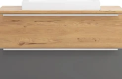welltime Waschtisch »TRIENT, Softclose-Auszüge, Keramikbecken« matt onyx-grey/wildeiche, Keramikbecken