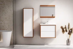 welltime Waschtisch »Waschbeckenunterschrank Line mit Waschbecken,Badmöbel,zwei Schubladen« Badschrank mit Waschbecken, Push to open, Maße B/H/T: 61/53/47 cm