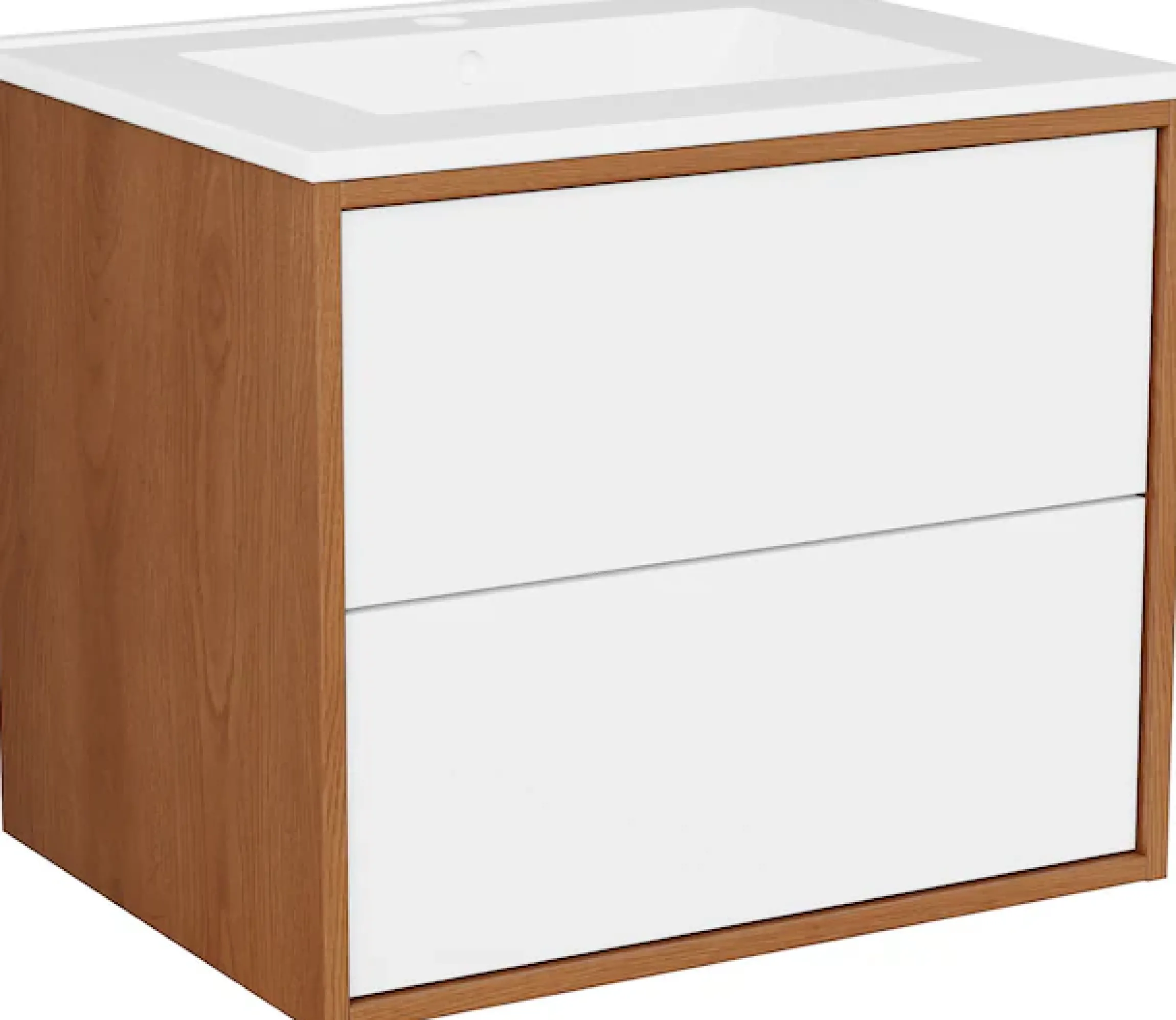 welltime Waschtisch »Waschbeckenunterschrank Line mit Waschbecken,Badmöbel,zwei Schubladen« Badschrank mit Waschbecken, Push to open, Maße B/H/T: 61/53/47 cm