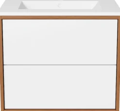 welltime Waschtisch »Waschbeckenunterschrank Line mit Waschbecken,Badmöbel,zwei Schubladen« Badschrank mit Waschbecken, Push to open, Maße B/H/T: 61/53/47 cm