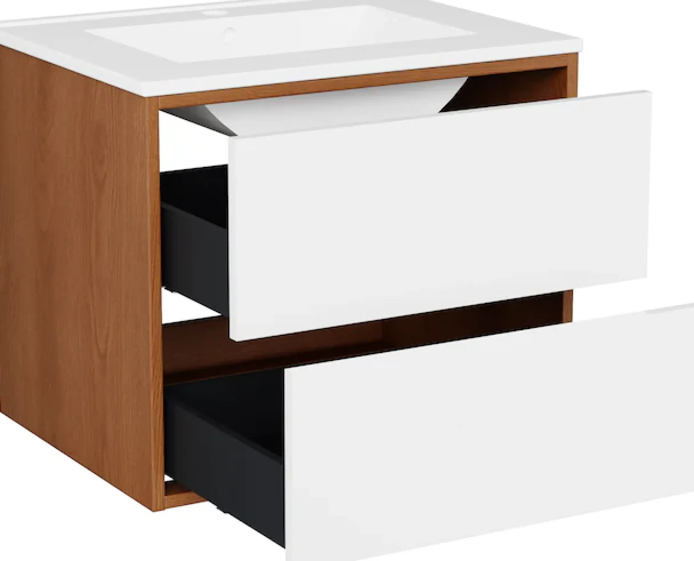 welltime Waschtisch »Waschbeckenunterschrank Line mit Waschbecken,Badmöbel,zwei Schubladen« Badschrank mit Waschbecken, Push to open, Maße B/H/T: 61/53/47 cm