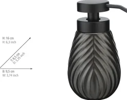 WENKO Badaccessoire-Set »Modell Idro Anthrazit« Seifenspender und Zahnputzbecher aus Keramik mit Linien-Struktur