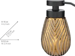 WENKO Badaccessoire-Set »Modell Idro Gold« Seifenspender und Zahnputzbecher aus Keramik mit Linien-Struktur