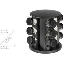 WENKO Gewürzkarussell »Modell Bruna« 360° drehbares Gewürzregal mit 12 Gewürzgläsern und Stickern