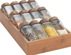 WENKO Gewürzregal »mit 12 Gewürzgläser« Set, 13 Stk. tlg. aus Bambus, Glas-Gewürzstreuer mit Bambusdeckel, FSC®-zertifiziert
